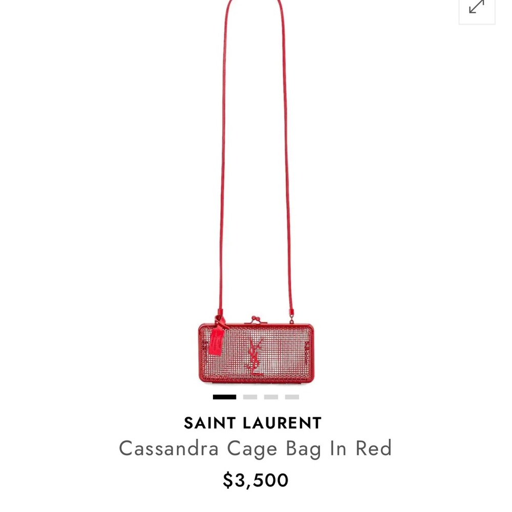 Saint Laurent Cassandra Cage Metal Red Crossbody Bag - Rare Color